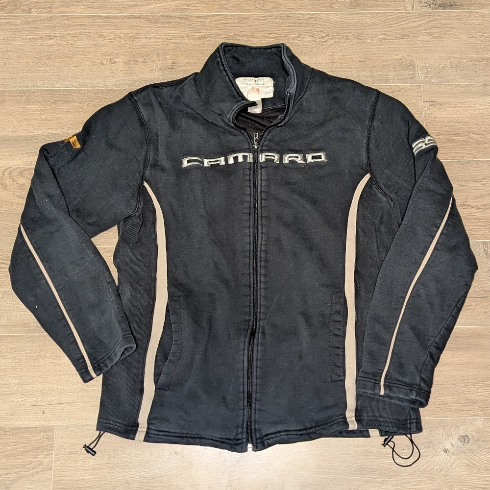 Vintage Camaro Black and Gray Jacket Chevrolet Women's Medium